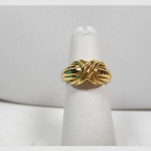 Tiffany & Co Signature X 18K Gold Band Ring, Sizable 5